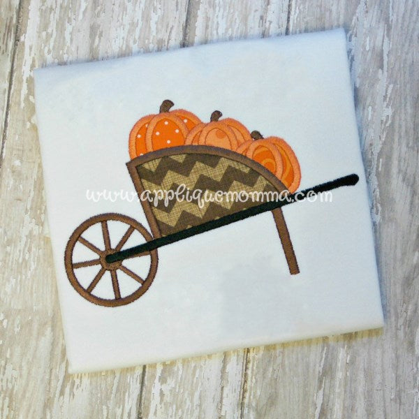 Pumpkin Wheel Barrow Applique