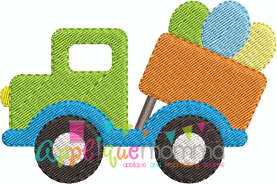 Easter Dump Truck Mini Embroidery Design
