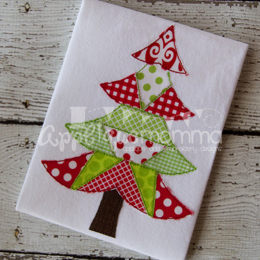 Patchwork Christmas Tree Applique