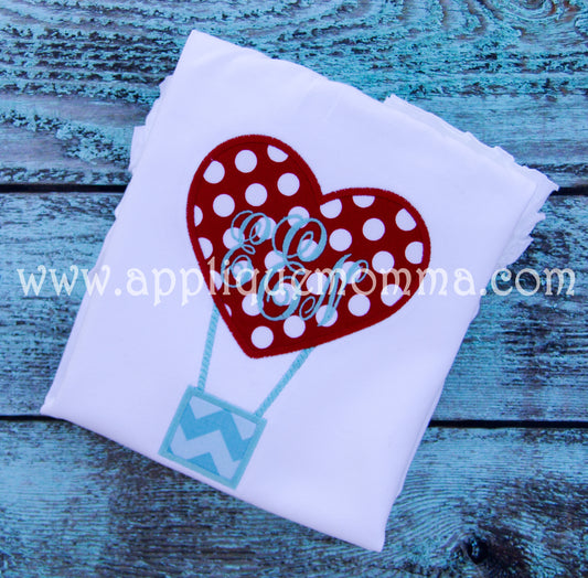 Heart Hot Air Balloon Applique