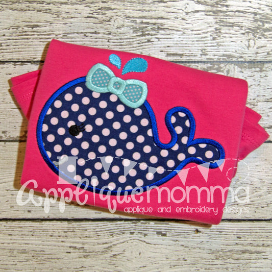 Girly Whale 16 Applique Design