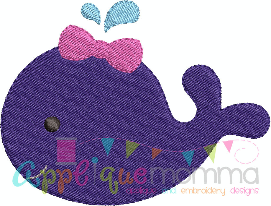 Girly Whale Mini Embroidery Design